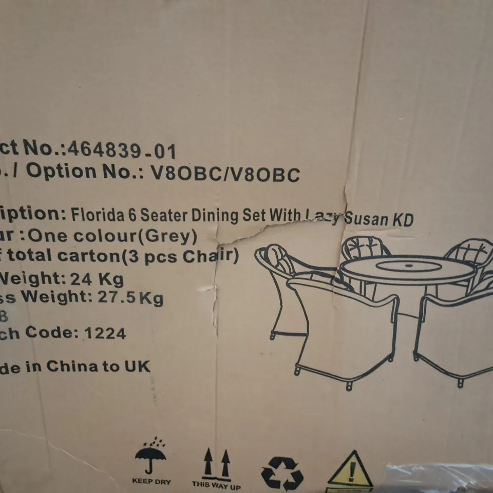 BOXED SET OF 3 GREY RATTAN OUTDOOR CHAIRS FROM THE FLORIDA RANGE - 1 BOX
