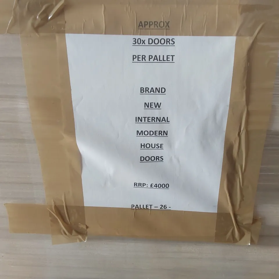 PALLET CONTAINING A VERY LARGE QUANTITY OF ASSORTED DOORS