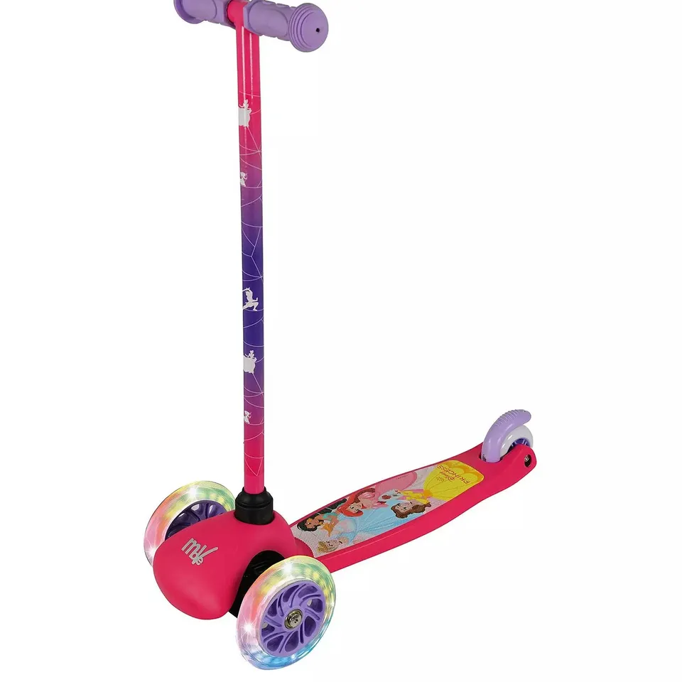 DISNEY PRINCESS TILT N TURN SCOOTER WITH LIGHT UP WHEELS AND STICKERS