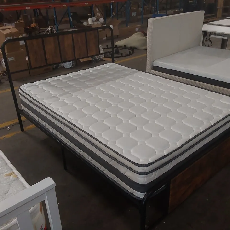 DENES 4'6" DOUBLE METAL BED FRAME WITH PILLOWTOP MATTRESS