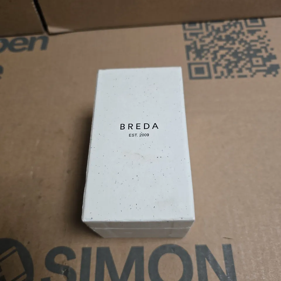 BREDA LADIES WATCH - GOLD TONE MESH BRACELET, SQUARE ORANGE DIAL, BOXED