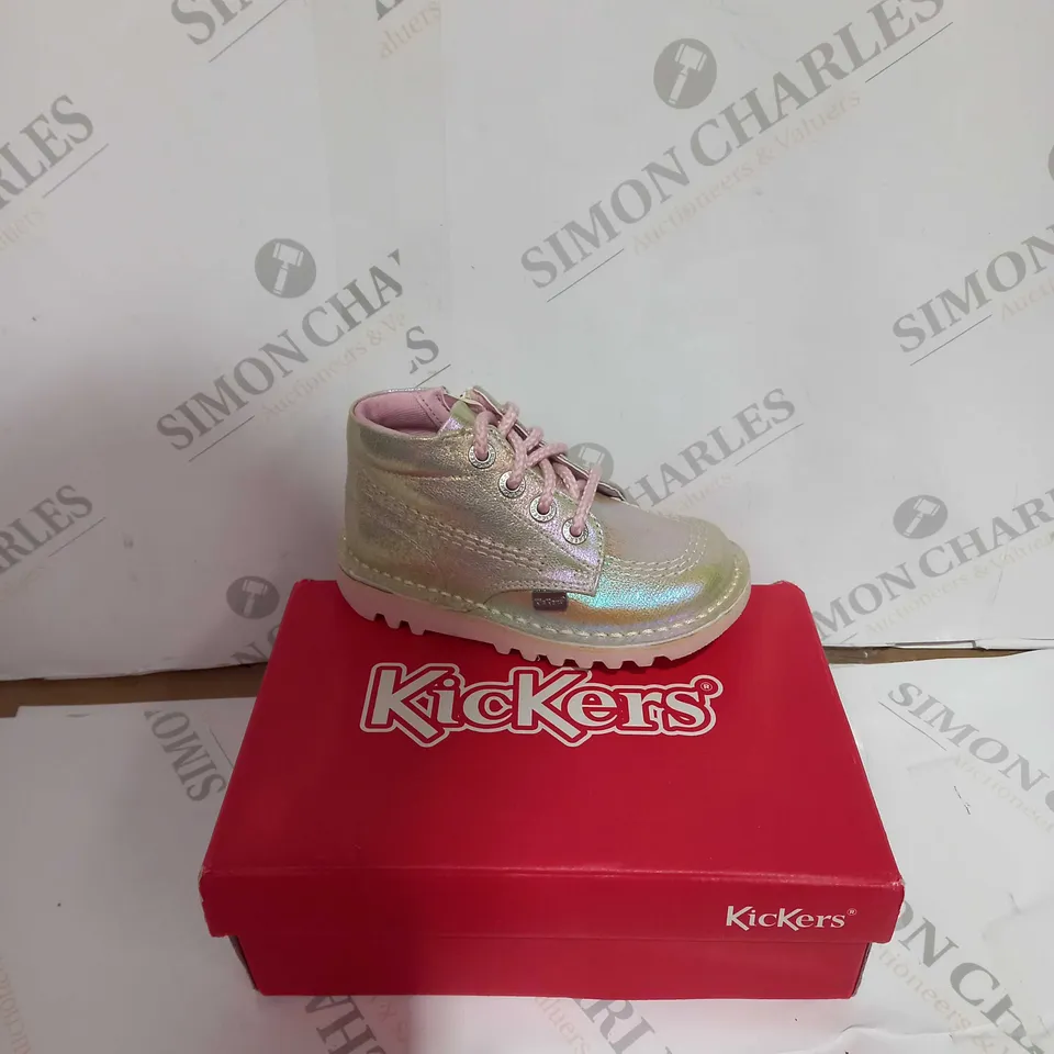 BOXED PAIR OF KICKERS HIGH IRIDESCENT TODLER SIZE UK 8