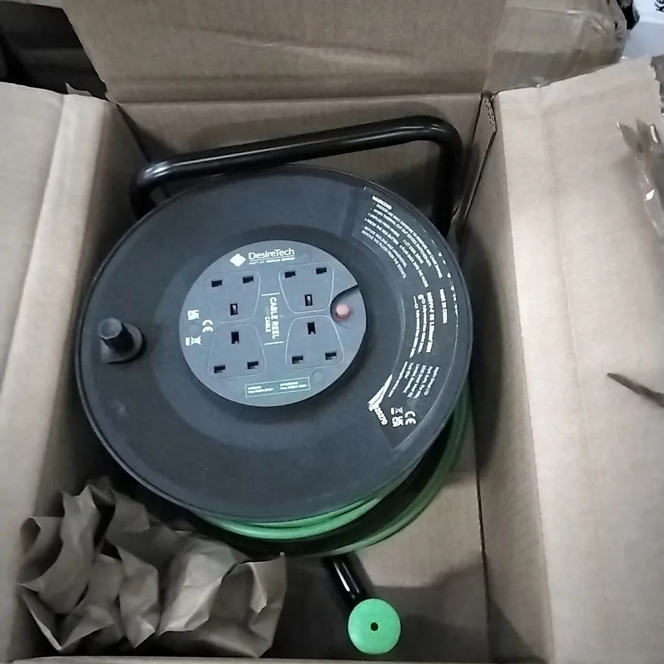 BOXED DESIRETECH 50M 4 SOCKET CABLE REEL 