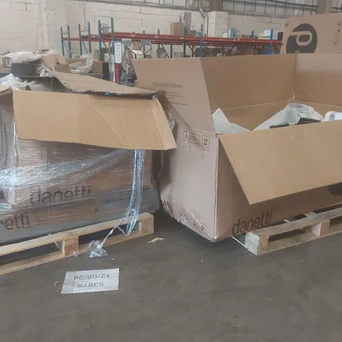 2x BOXES OF ASSORTED DANETTI SOFA PARTS, AND 1x BOX OF DANETTI TABLE PARTS - INCOMPLETE PARTS (2 PALLETS)