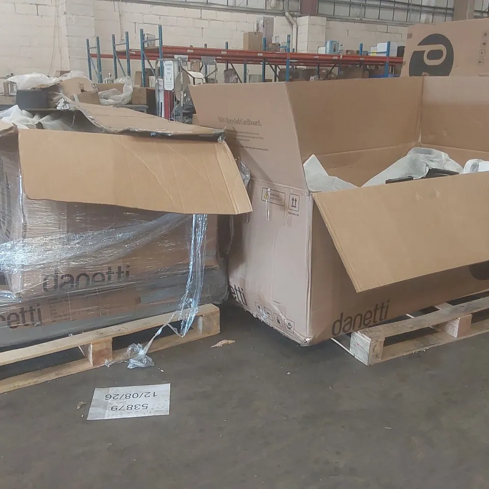 2x BOXES OF ASSORTED DANETTI SOFA PARTS, AND 1x BOX OF DANETTI TABLE PARTS - INCOMPLETE PARTS (2 PALLETS)