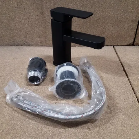 BOXED MODERN BASIN SINK TAP MONOBLOC MIXER TAPS WATERFALL BLACK POP UP WASTE
