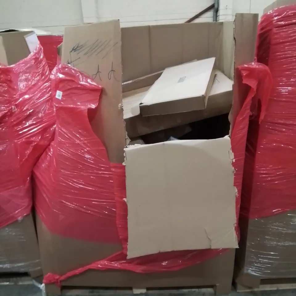 PALLET OF ASSORTED HOUSEHOLD GOODS AND PRODUCTS TO INCLUDE; AQUARIUM LED LIGHT, BASSINET AND BEDSIDE SLEEPER, BASKETBALL HOOP GAME, TRIPOD EASEL, BOXED FURNITURE ETC
