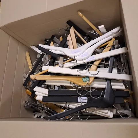 BOX OF ASSORTED CLOTHES HANGERS