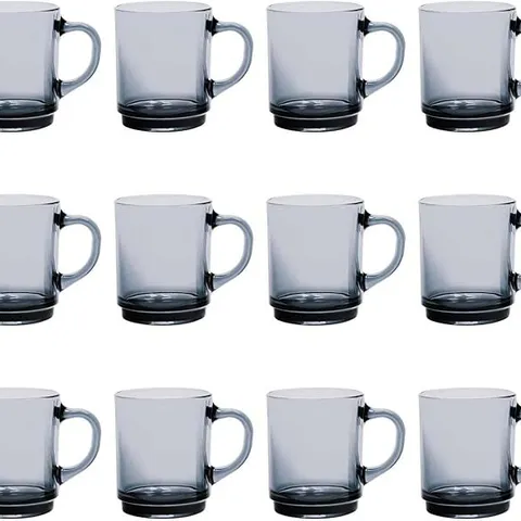 BOXED DURALEX - VERSAILLES GLASS COFFEE MUGS - 260ML CUPS FOR TEA, HOT DRINKS