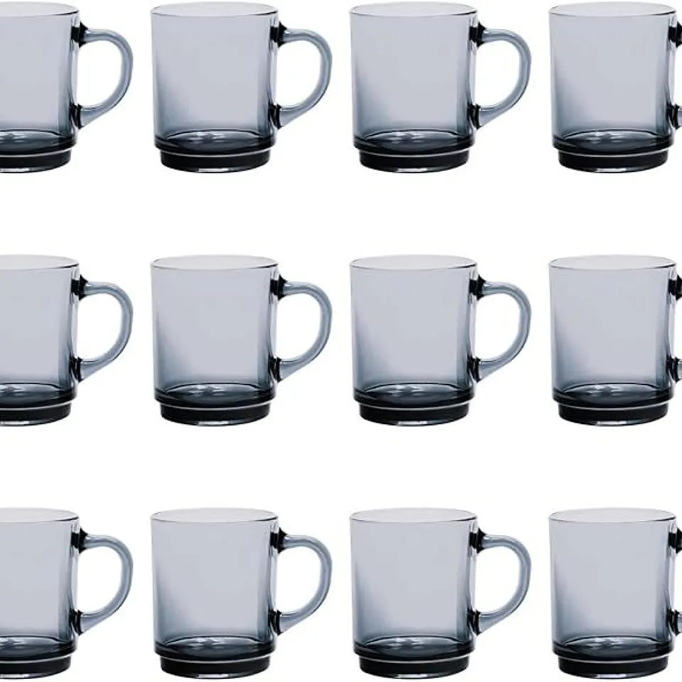 BOXED DURALEX - VERSAILLES GLASS COFFEE MUGS - 260ML CUPS FOR TEA, HOT DRINKS