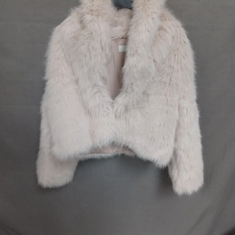 ZAEA WOMEN'S BEIGE FAUX FUR CROPPED JACKET – XS