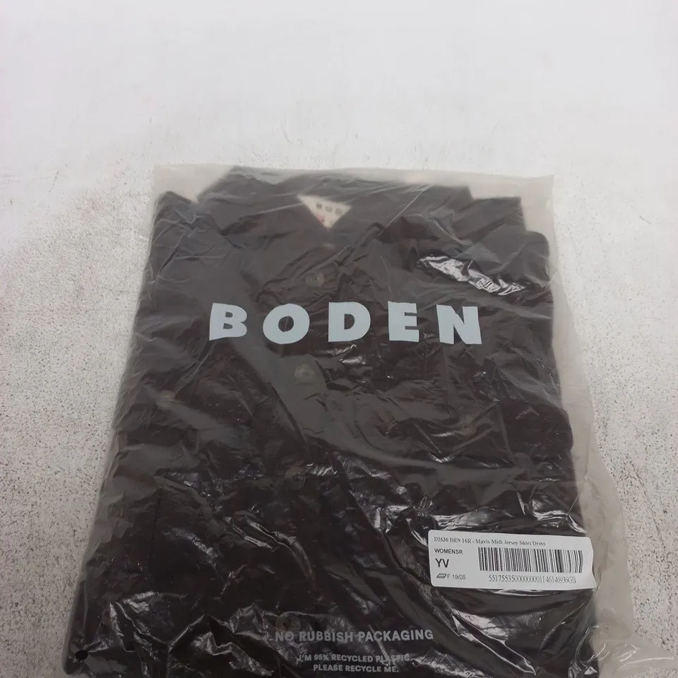 BODEN WOMEN'S MAVIS MIDI JERSEY SHIRT DRESS – BROWN, UK 16R