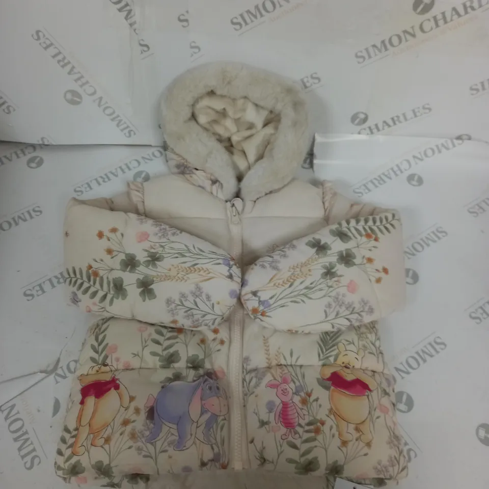 DISNEY WINNIE THE POOH PADDED COAT WITH FAUX FUR HOOD SIZE 12-18 MONTHS