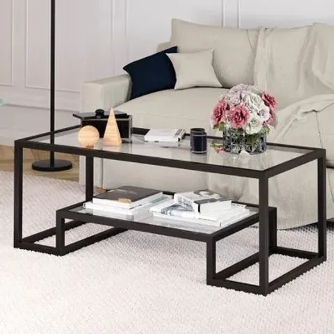 BOXED FRAME COFFEE TABLE WITH STORAGE