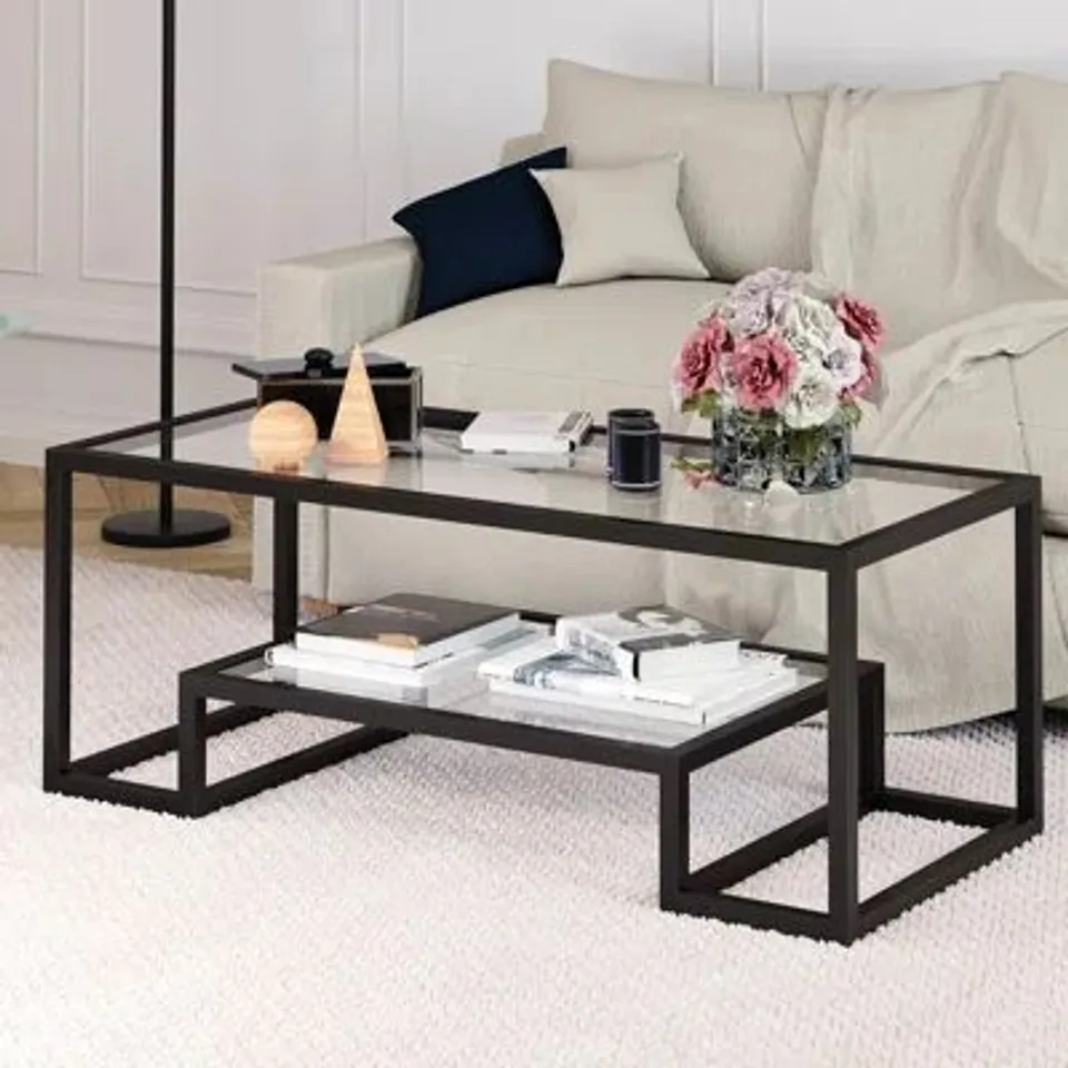 BOXED FRAME COFFEE TABLE WITH STORAGE