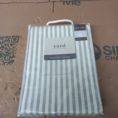 YARD HEBDEN STRIPE PENCIL PLEAT CURTAINS – 66 X 54 IN (168 X 137 CM)
