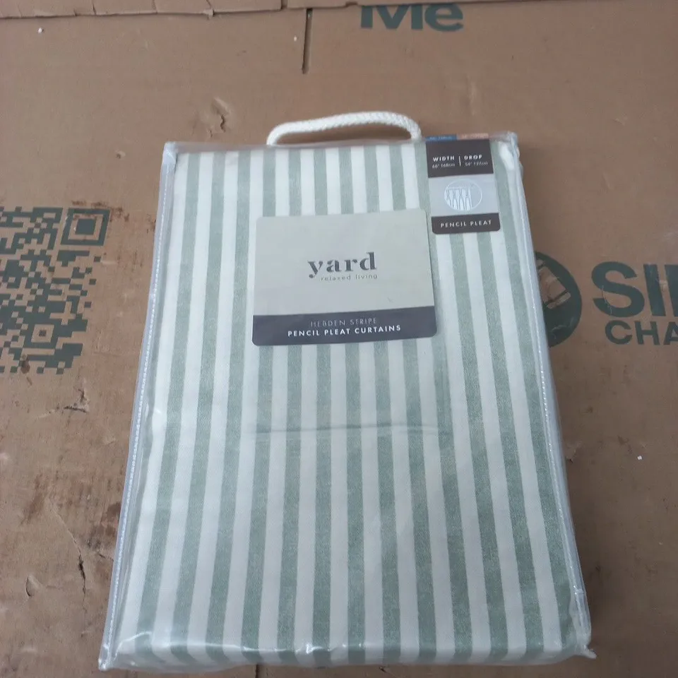 YARD HEBDEN STRIPE PENCIL PLEAT CURTAINS – 66 X 54 IN (168 X 137 CM)