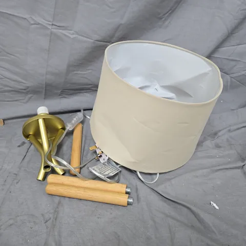 LAMP WITH CREAM SHADE AND BRASS FITTING – DISASSEMBLED