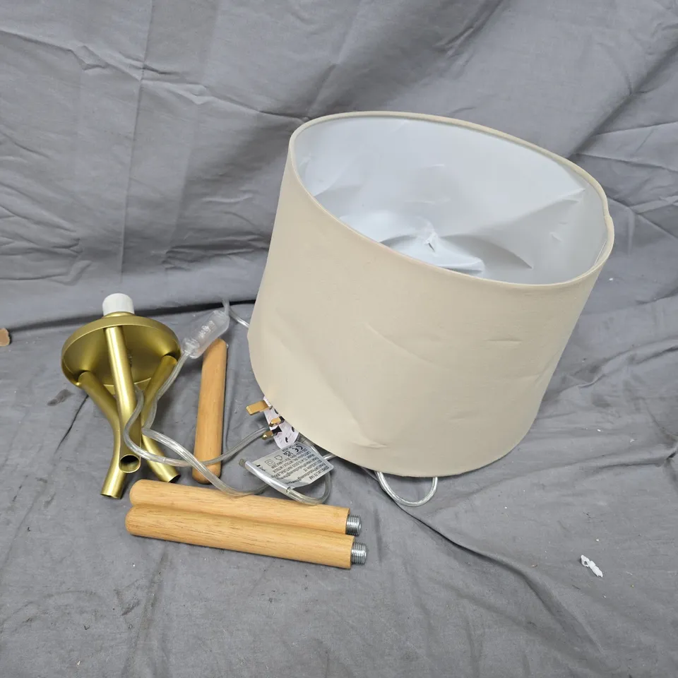 LAMP WITH CREAM SHADE AND BRASS FITTING – DISASSEMBLED