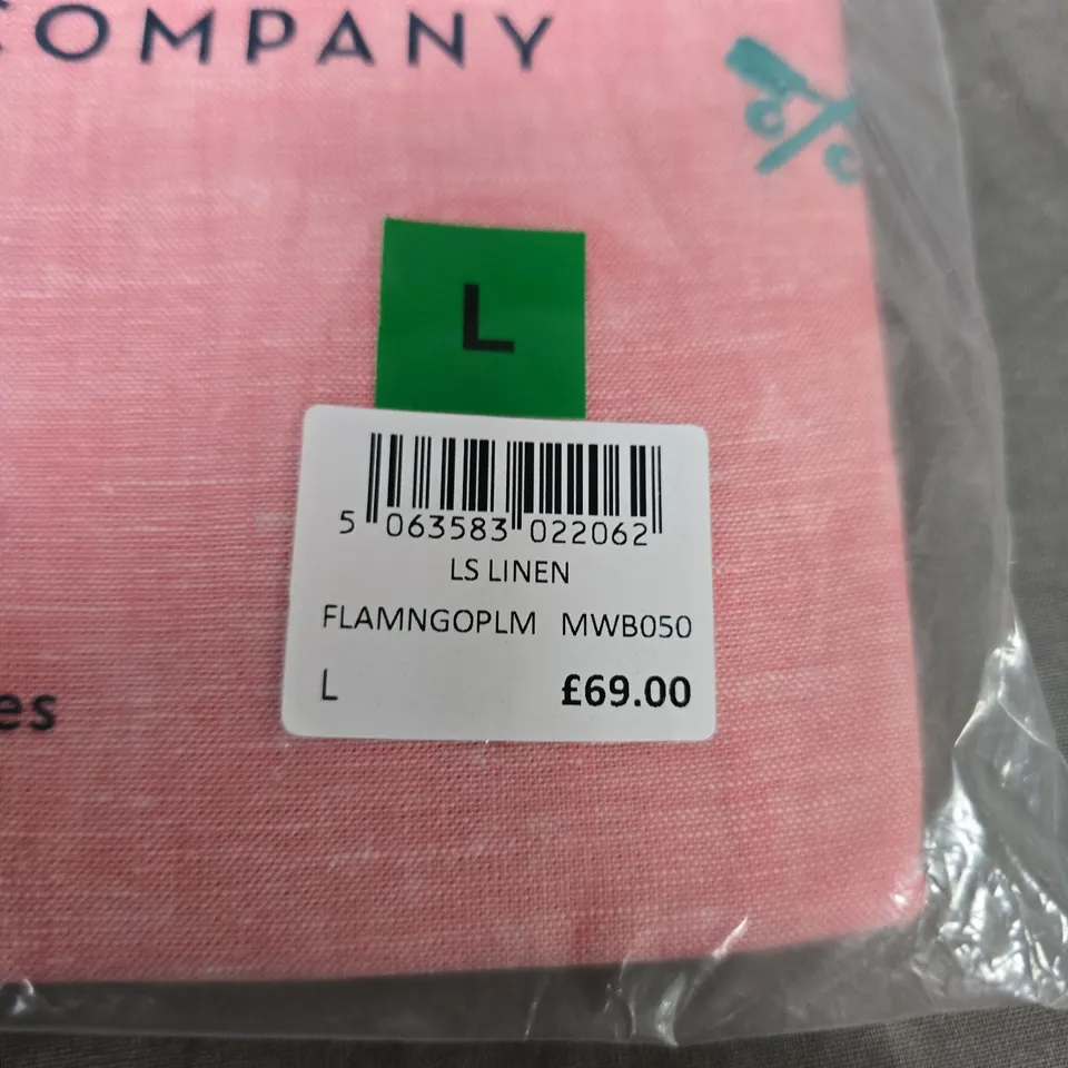 CREW CLOTHING COMPANY PINK LINEN LONG-SLEEVE SHIRT – SIZE L