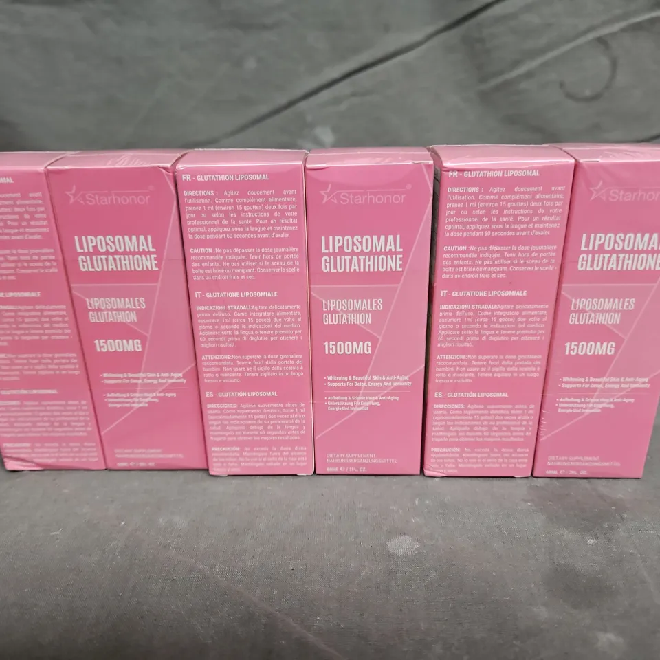 LOT OF 6 SEALED STARHONOUR LIPOSOMAL GLUTATHIONE 1500MG DIETARY SUPPLEMENT 60ML