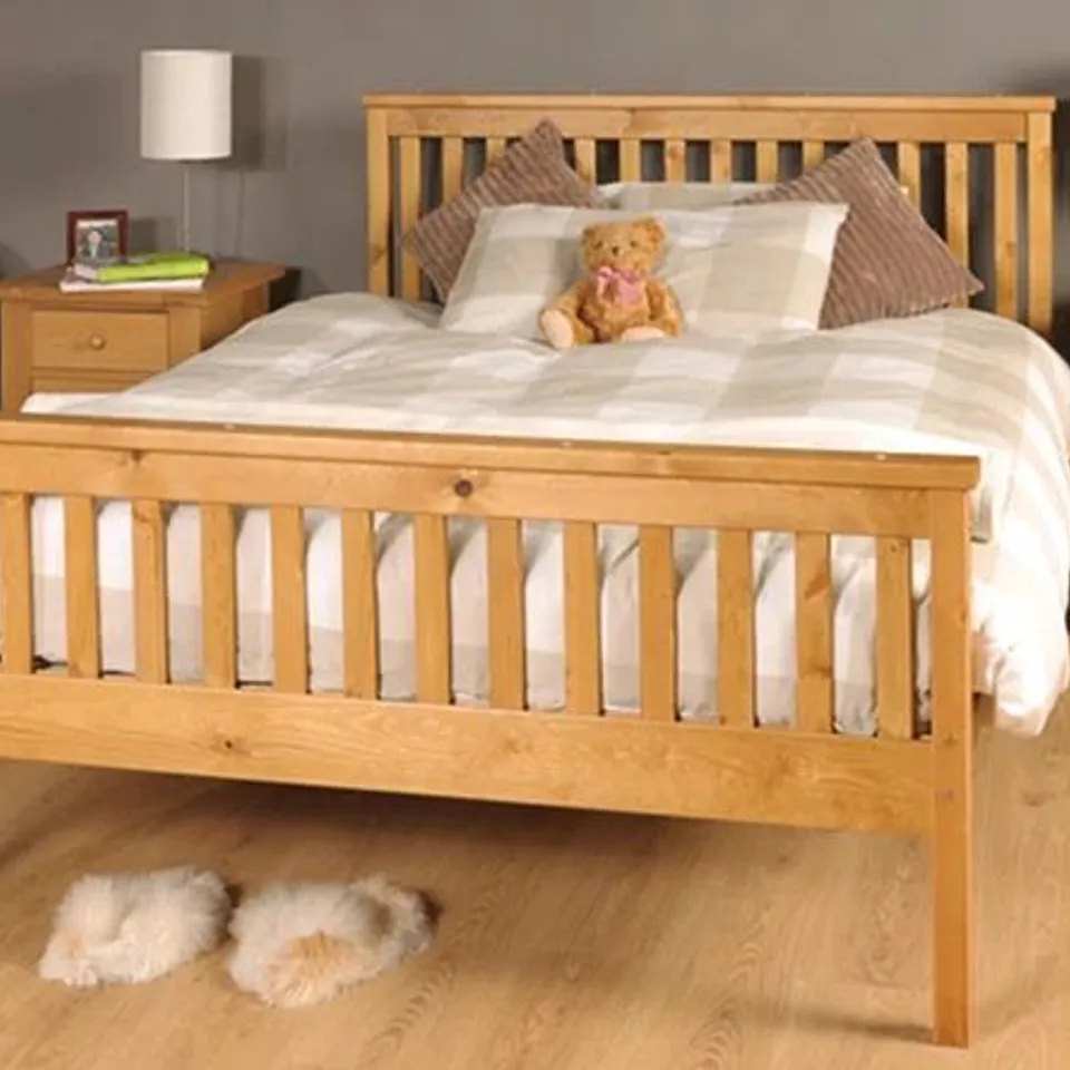 BOXED ALOIS BED FRAME DOUBLE - CARAMEL 