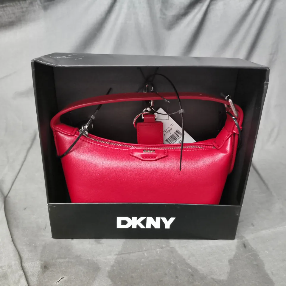 DKNY RED LEATHER HANDBAG  -BOXED 