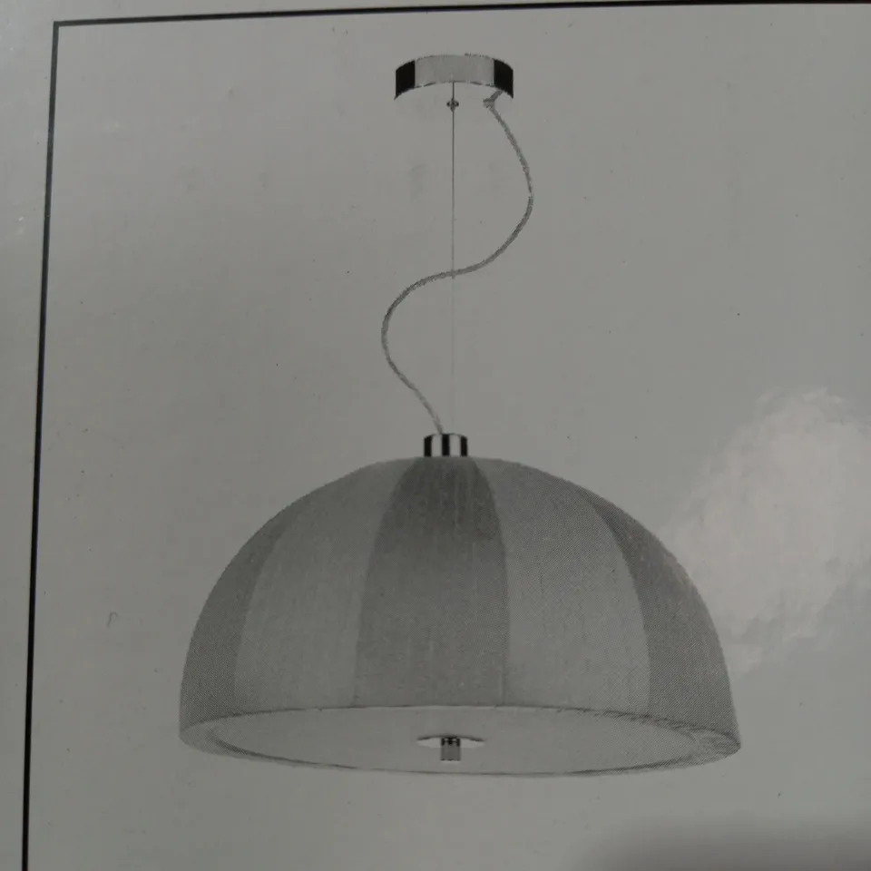 ARC 3LT PENDANT POLISHED CHROME FINISH, IVORY RIBBON SHADE