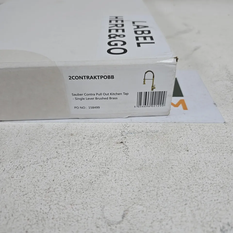 SAUBER CONTRA PULL OUT KITCHEN TAP SINGLE LEVER BRUSHED BRASS BOXED