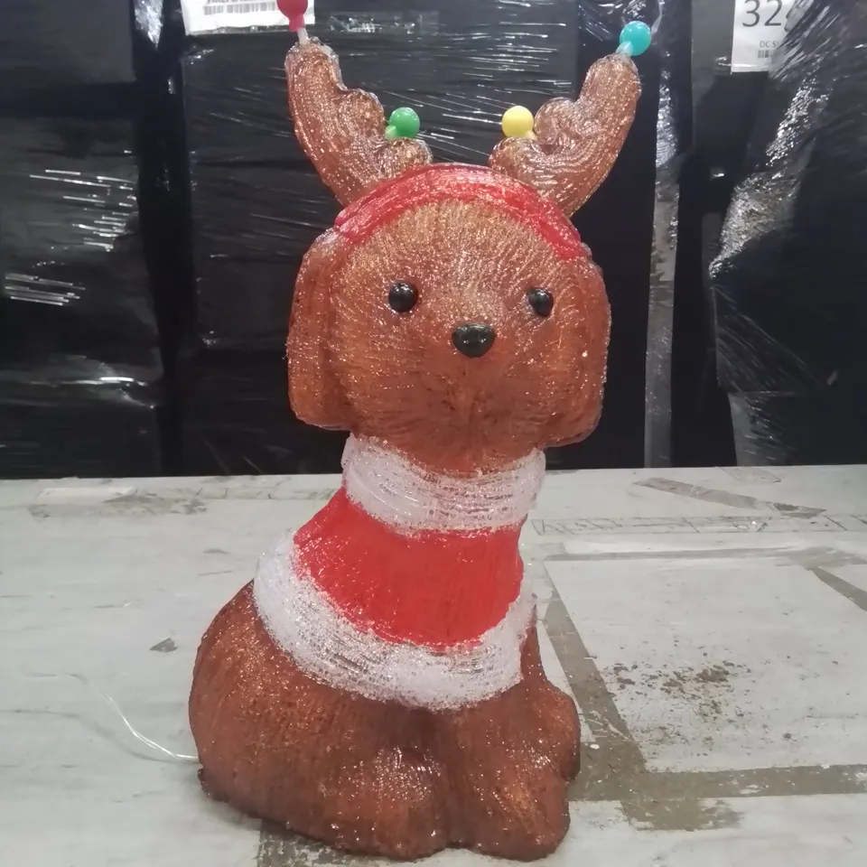3 BOXED CHRISTMAS ACYLIC LED DOG STATUES