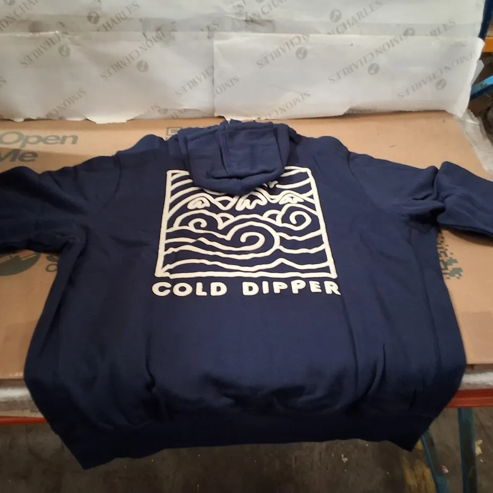 BOX CONTAINING APPROXIMATELY 13 BRASS MONKEY COLD DIPPER MENS NAVY HOODIE, XXL (UK 2XL) – LOGO CHEST