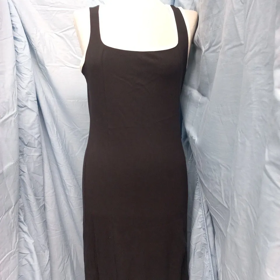 FRENCH CONNECTION WOMEN'S BLACK/PORCELAIN SLEEVELESS MAXI DRESS SIZE LARGE