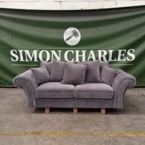 WINDSOR FABRIC SCATTER BACK 3 SEATER SOFA - GREY
