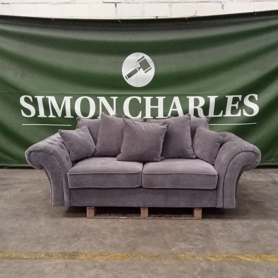 WINDSOR FABRIC SCATTER BACK 3 SEATER SOFA - GREY RRP £949