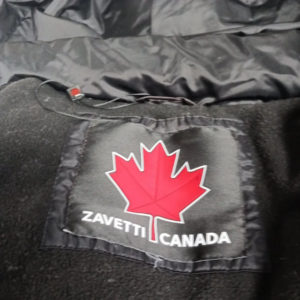 ZAVETTI CANADA BLACK PUFFER COAT WITH FUR TRIM