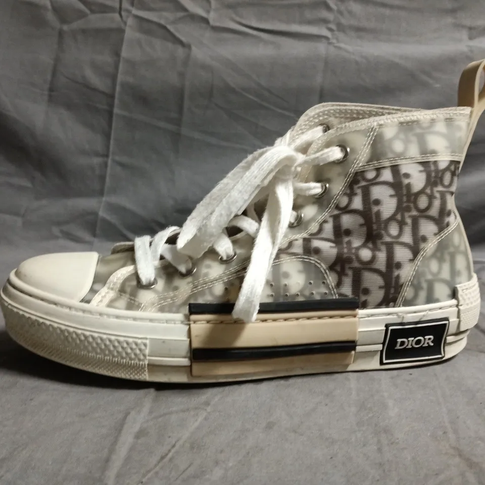 DIOR HIGH-TOP TRAINERS IN MONOGRAM CANVAS - 38
