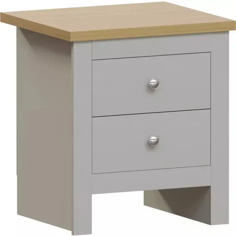 BOXED VIDA DESIGNS ARLINGTON 2 DRAWER GREY BEDSIDE TABLE