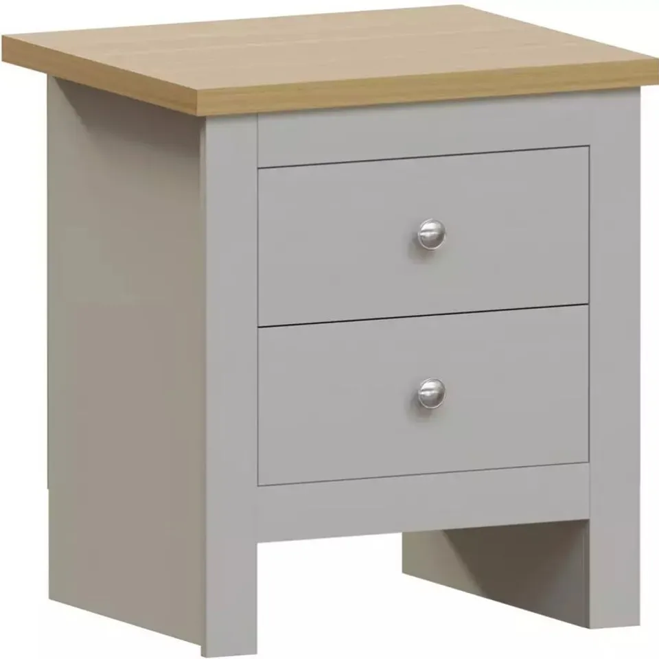 BOXED VIDA DESIGNS ARLINGTON 2 DRAWER GREY BEDSIDE TABLE