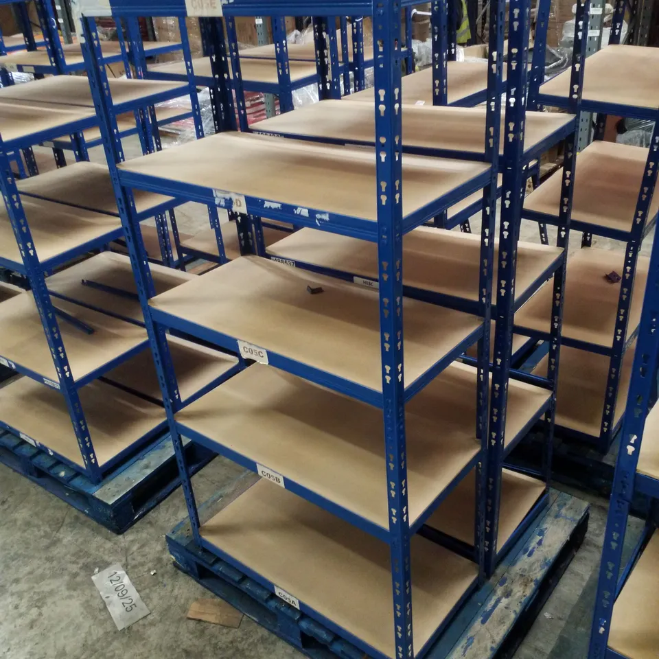 PALLET CONTAINING 2 5-TIER SHELVING UNITS 180×90×45CM - BLUE