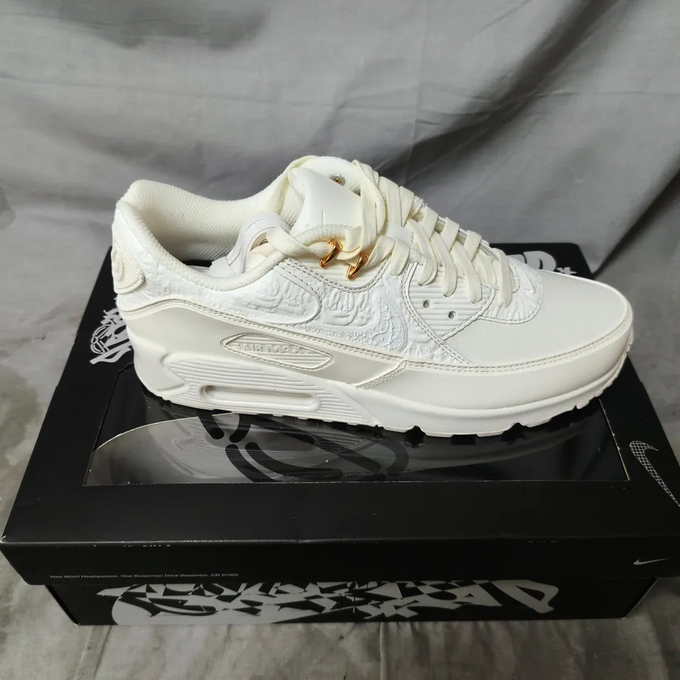 NIKE AIR WHITE SNEAKERS ON ORIGINAL BOX – LOW-CUT, GOLD EYELETS UK SIZE 8