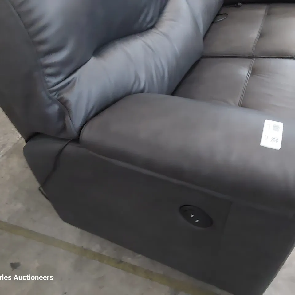 QUALITY BRITISH DESIGNER G PLAN STRATFORD POWER RECLINING TWO SEATER SOFA REGENT CHARCOAL LEATHER 