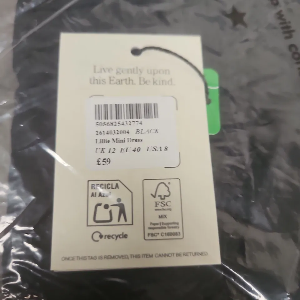NOBODY'S CHILD LILLIE MINI DRESS – BLACK, UK 12