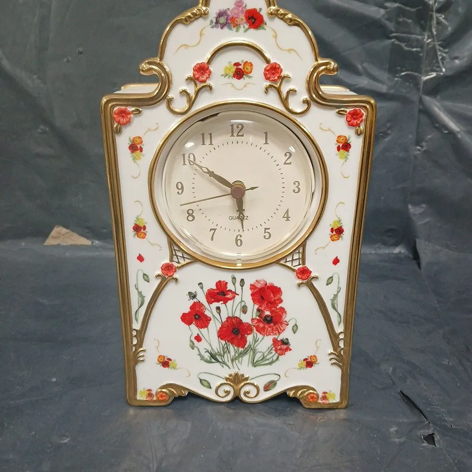 THE ROYAL BRITISH LEGION IN FLANDERS FIELD HEIRLOOM PORCELAIN CLOCK
