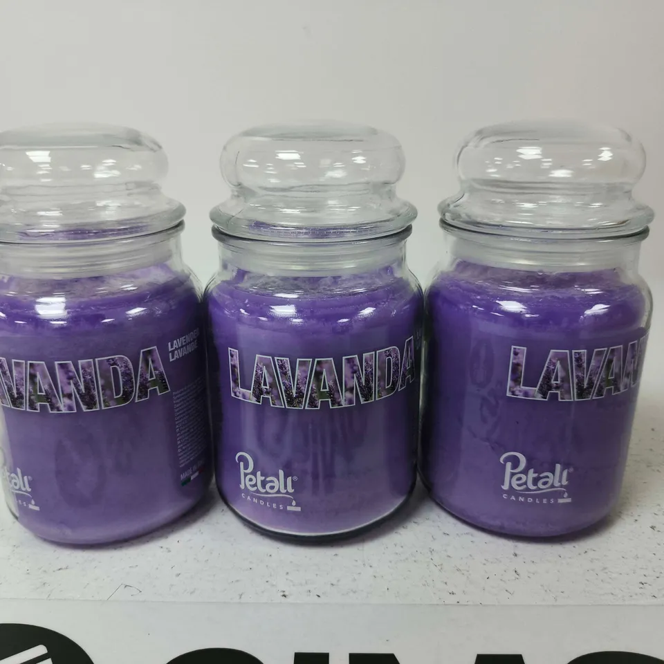 3 X PETALI LAVENDER SCENTED CANDLES 