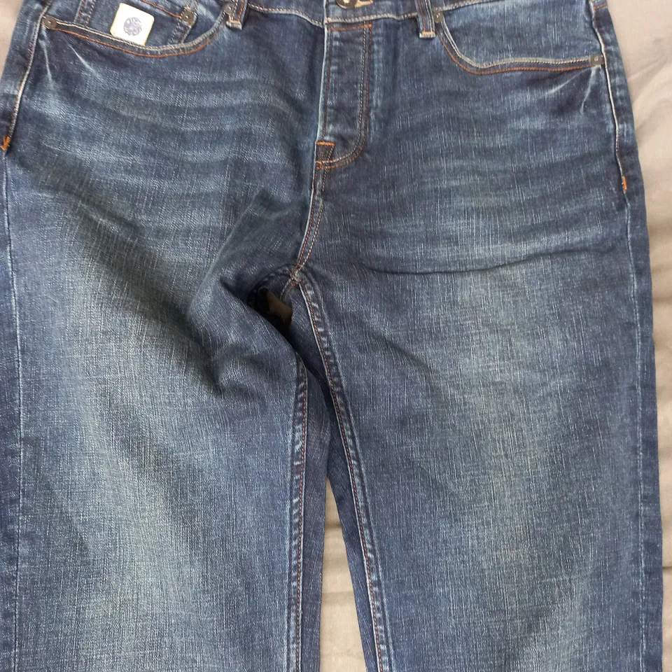 PRETTY GREEN MENS SLIM FIT JEANS IN BLUE SIZE 34/32