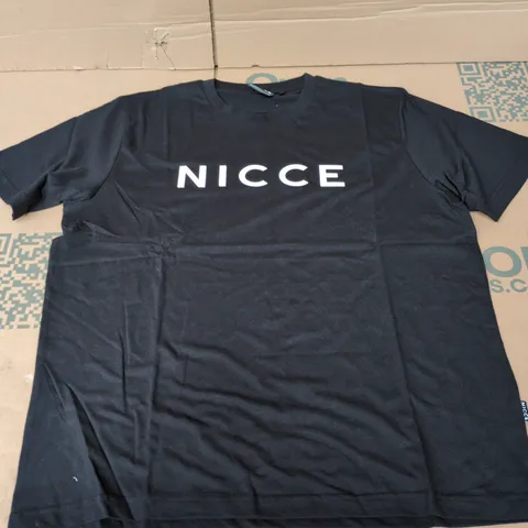 NICCE LONDON RAISED LOGO T-SHIRT IN BLACK - UK SIZE L