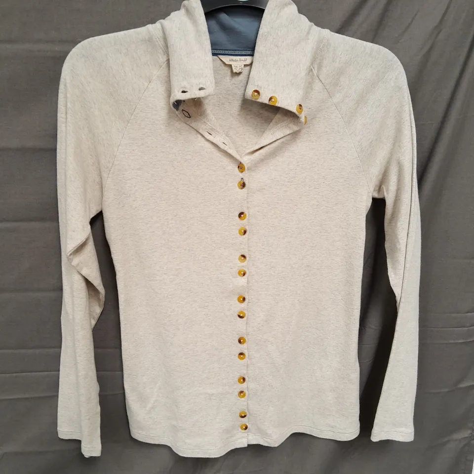 LOT OF 4 OF THE WHITE STUFF LADIES CARDIGANS CREAM AND GREEN, VARIOUS SIZES