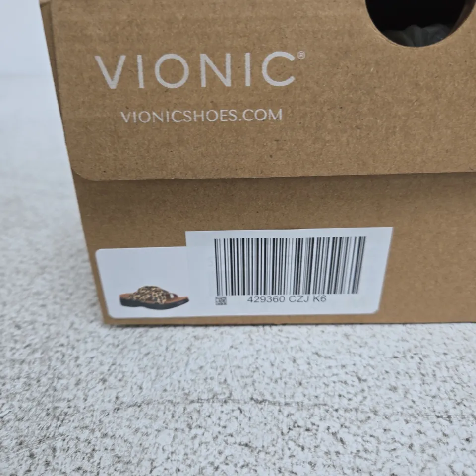 VIONIC WOMEN'S LEOPARD PRINT SANDALS – BUCKLED CROSS-STRAP UK 6