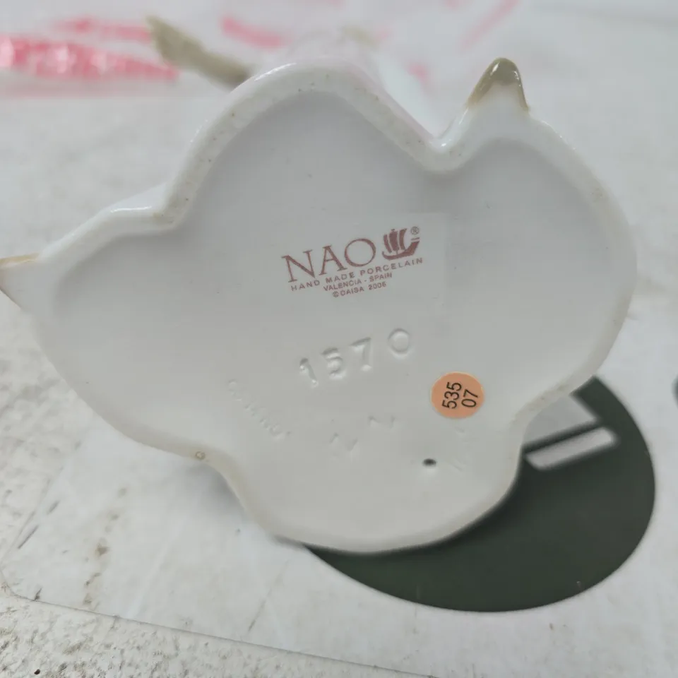 NAO HAND MADE PORCELAIN FIGURINE – GIRL IN WHITE DRESS WITH PINK SASH (VALENCIA, SPAIN)
