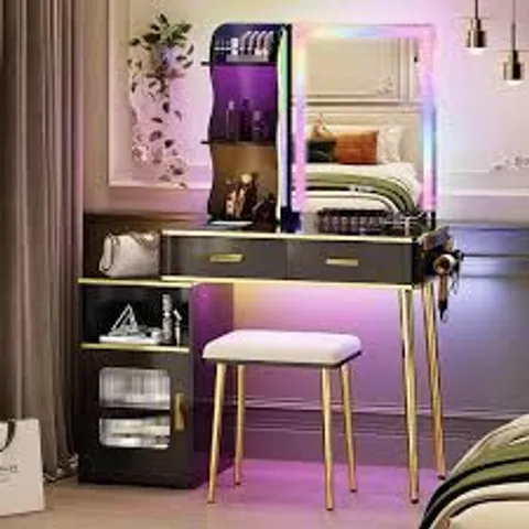 BOXED HWB VANITY DESK WITH MIRROR AND LIGHTS